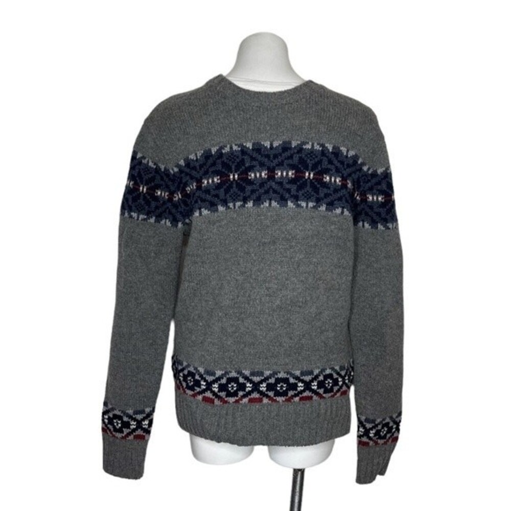 BOSTON TRADERS Luxury Vintage Wool Grey Fair Isle Sweater Size Medium NEW